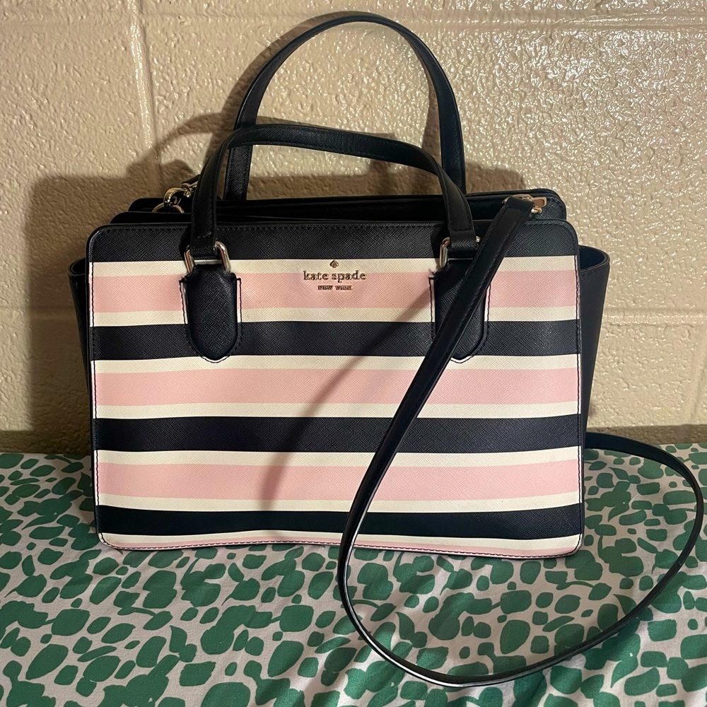 Used Kate Spade stripes satchel purse